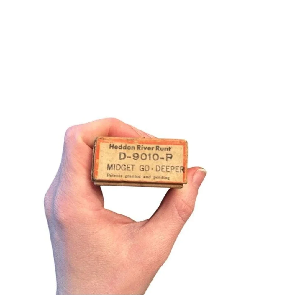 Heddon River-Runt-Spook Fishing Lure Vintage Sinking White Red With Box Catalog